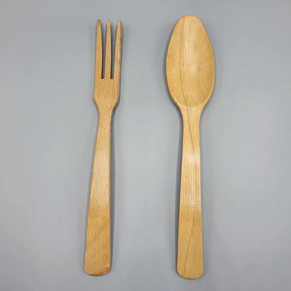 Wooden Spoon And Fork Set Solid Wood Utensils Made in Japan #1